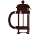 Brown French press coffee maker illustration on a white background