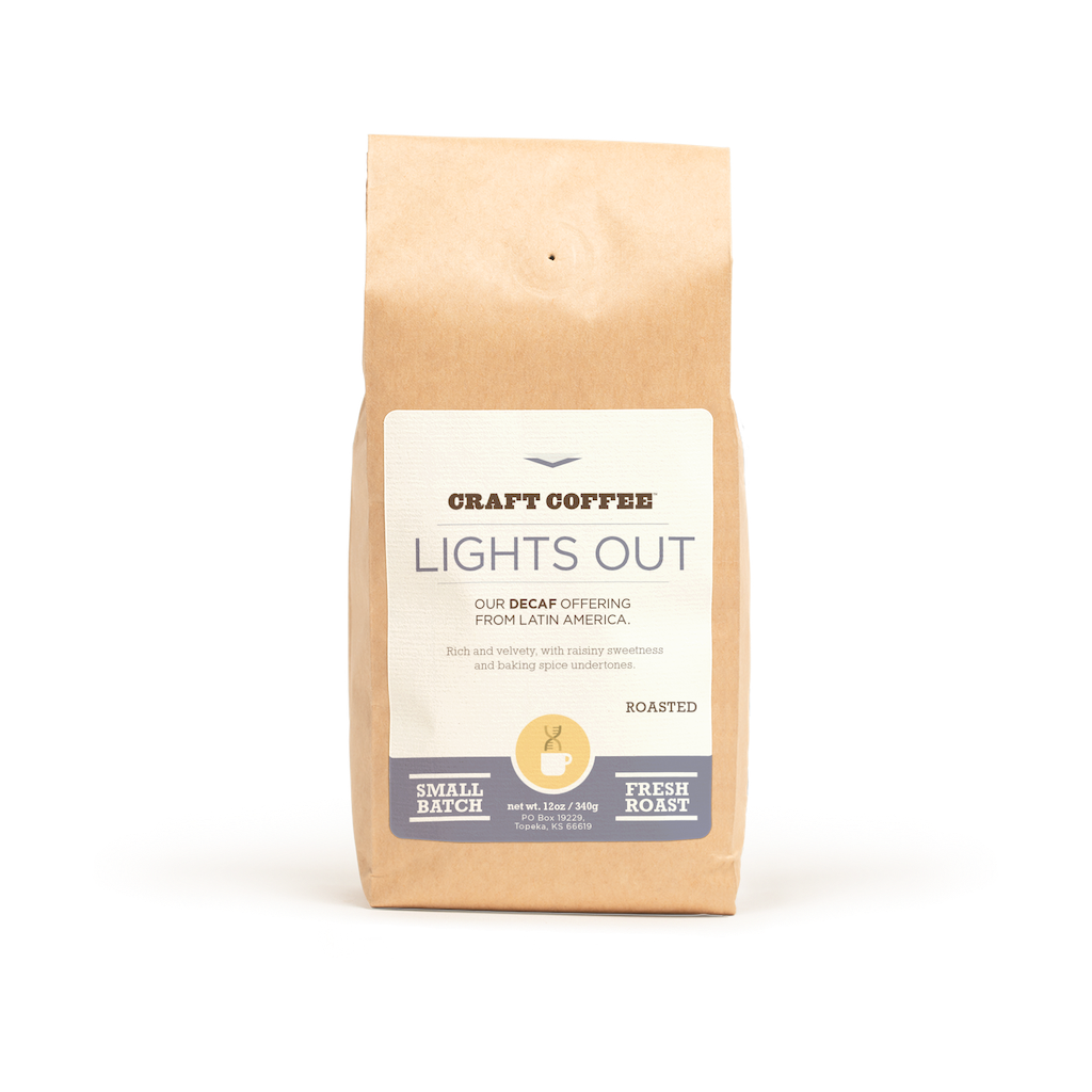 12oz bag of Craft Coffee Lights Out Decaf